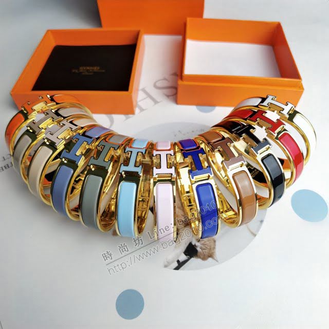 Hermes首飾品 愛馬仕對版CLIC琺瑯彩H手鐲 Hermes情侶款高版本手鐲手環  zgh1588